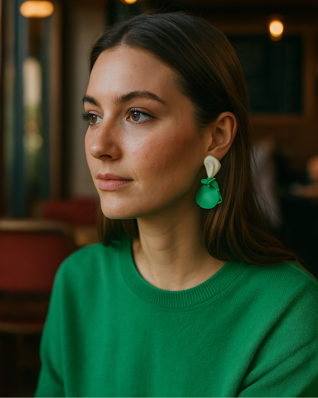 aros coqueta verde limon